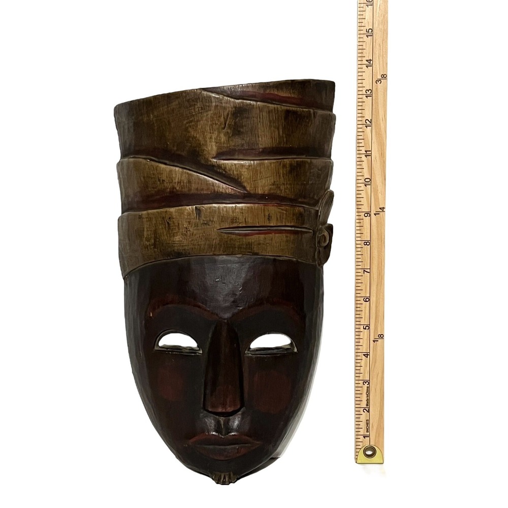 Pemangku Priest 13" Mask Hand Carved Wood Wall Folk Art Mangku Bali Indonesia - Picture 12 of 14